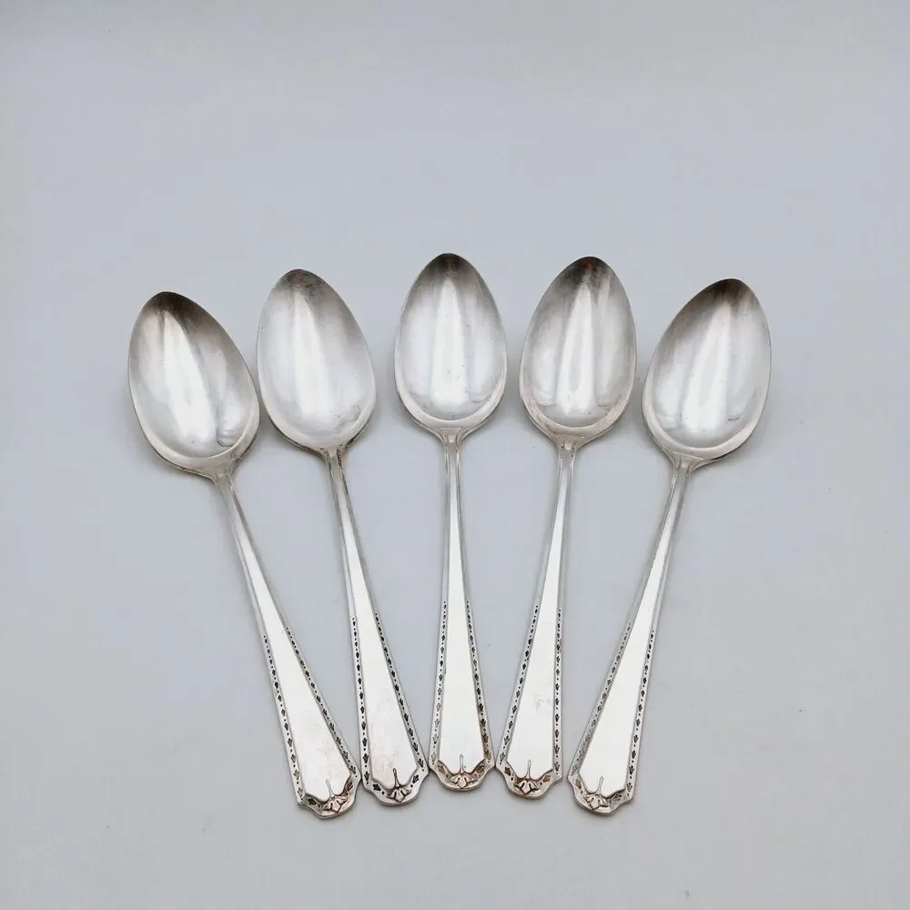 Tudor Plate Oneida Community Algonquin Set of 5 Servings Spoon Vtg